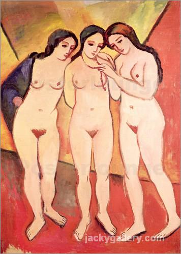Three Naked Girls, August Macke painting